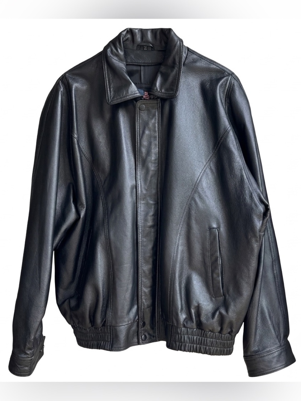 Vintage USA Leather Bomber Jacket Black Men's 2XL